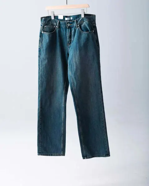 Straight-leg jeans on a hanger